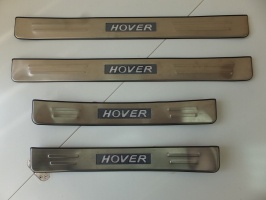 Накладки на дверные пороги с логотипом и LED подсветкой для GREAT WALL Hover H3/H5/H6  : нержавеющая сталь