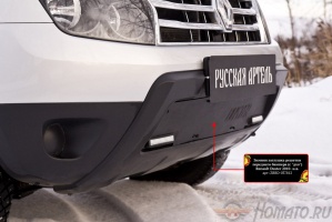 Зимняя заглушка решетки переднего бампера (с «дхо» без обвеса) для Renault Duster 2010-2014 | шагрень
