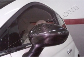 Накладки на зеркала, 2 части «карбон» для FIAT 500 "08-