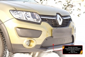 Зимняя заглушка решетки переднего бампера для Renault Sandero Stepway 2014+ | шагрень