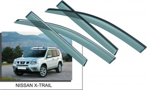 Дефлекторы боковых окон с хромированным молдингом, OEM Style для NISSAN X-Trail