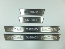 Накладки на дверные пороги с LED подстветкой, нерж. для SUBARU Outback IV