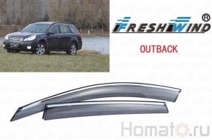 Дефлекторы окон Subaru Outback 4 2009+: OEM Type с хромированным молдингом
