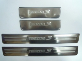 Накладки на дверные пороги с логотипом, нерж. для MAZDA 3 "09-12"