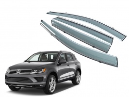 Премиум дефлекторы окон для VW Touareg 2010+/2014+ | с молдингом из нержавейки