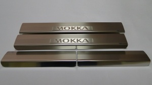Накладки на внутренние пороги с надписью, нерж. сталь, 4 шт. для OPEL  Mokka