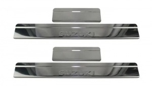 Накладки на пороги Suzuki SX4 2014-/2017- нержавейка с логотипом