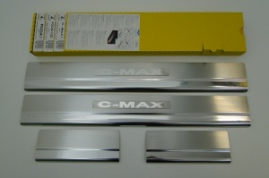 Накладки на пороги с логотипом для Ford C-max (2003-2010) | нержавейка
