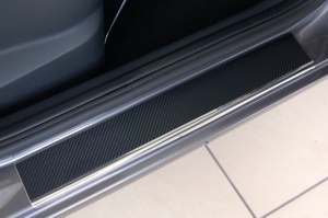 Накладки на пороги для Suzuki SX4 (2007-2010) | карбон + нержавейка