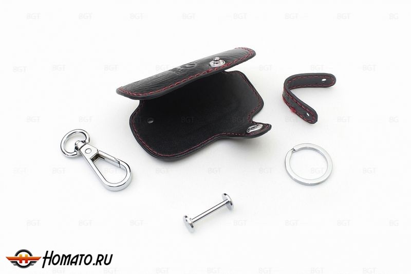 Чехол для ключа Hyundai «Брелок», Кожаный, Цвет нити: Красный вар.1