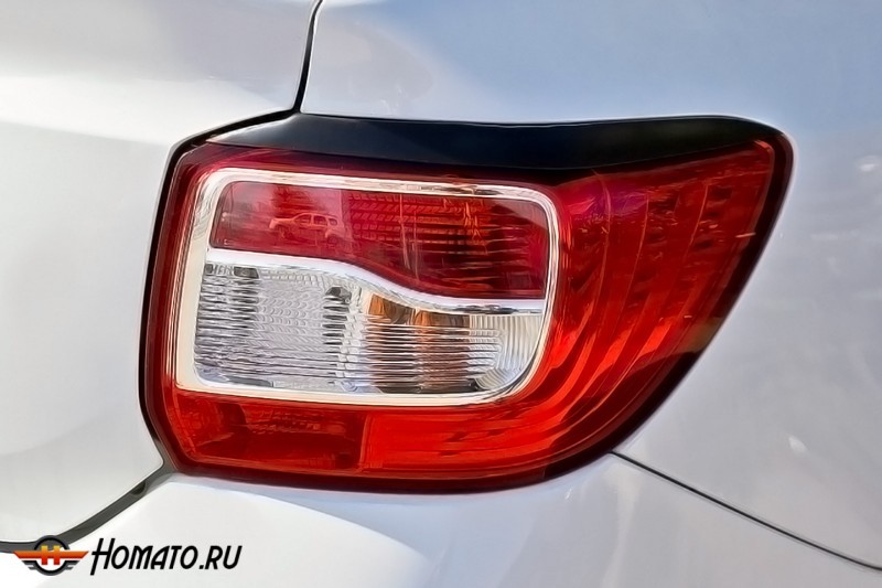 Накладки на задние фонари (реснички) для Renault Logan 2014+/2018+ | глянец (под покраску)