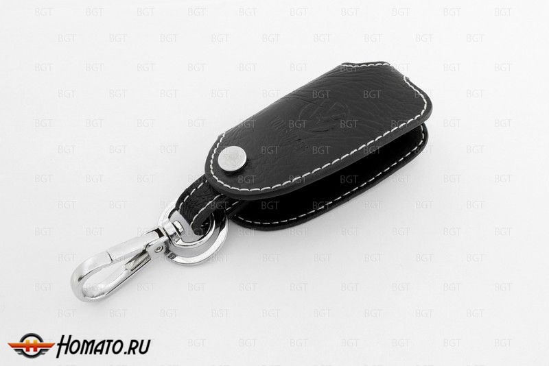 Брелок «кожаный чехол» для ключа Volkswagen с белой нитью «вар.3»