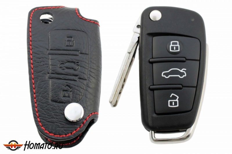 Брелок «кожаный чехол» для выкидного ключа Audi: A3, A6 «2010-», A8 «2010-», Q7 «2010-»