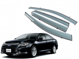 Премиум дефлекторы окон для Toyota Camry (50/55) 2012+/2014+ | с молдингом из нержавейки