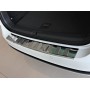 Накладка на задний бампер для Hyundai i40 (2012-2014) универсал | глянцевая + матовая нержавейка, с загибом, серия Trapez