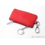 Чехол для ключей "Skoda", Универсальный, Кожаный с Металическим значком, Цвет: Красный
