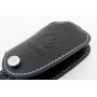Брелок «кожаный чехол» для ключа Volkswagen с голубой нитью «вар.1»