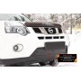 Зимняя заглушка решетки переднего бампера для Nissan X-trail 2011-2015 (T31) рестайлинг | шагрень