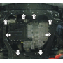 Защита картера Hyundai Santa Fe 2 2006-2012 | двигатель + КПП, 2 мм, сталь | MOTODOR | 70921