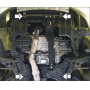 Защита картера Mitsubishi Outlander I 2003-2006 | двигатель + КПП, 2 мм, сталь | MOTODOR | 01309