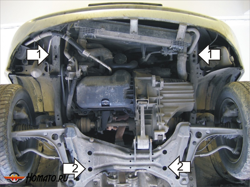 Защита картера Ford Galaxy 1995-2000 | двигатель + КПП, 2 мм, сталь | MOTODOR | 00711