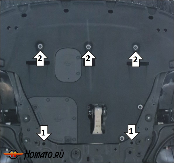 Защита картера KIA K5 2020- | двигатель + КПП, 2 мм, сталь | MOTODOR | 71013