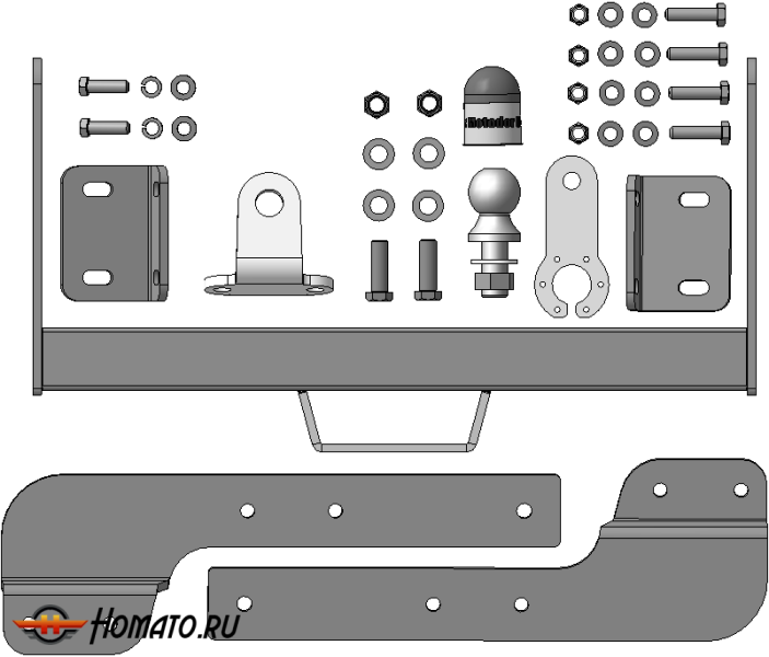 Фаркоп Ford Transit 2013- | шар FE - оцинкованный, нагрузка 100/2500 | MOTODOR | 90709-FE