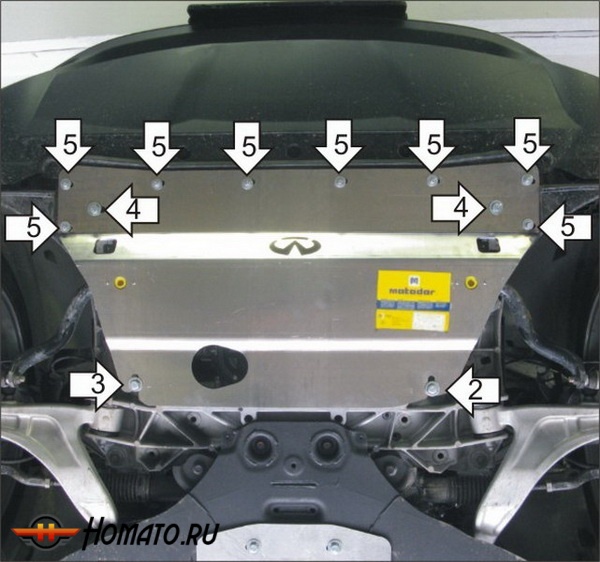 Защита картера Infiniti FX 50 2008-2012 | двигатель, 2 мм, сталь | MOTODOR | 08007