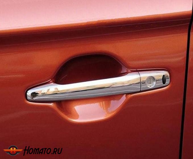 Хром накладки на дверные ручки для Mitsubishi Outlander 2015+ | с отверстиями под чип