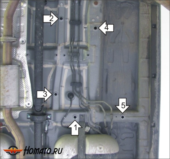 Защита картера Ssangyong Actyon New 2010-2013 | топливные трубки, 2 мм, сталь | MOTODOR | 02808