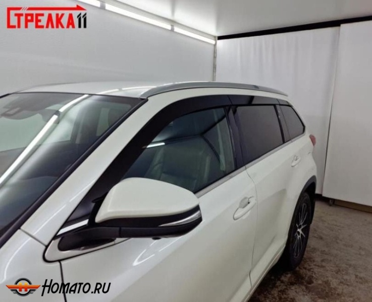 Дефлекторы Toyota Highlander 3 2013-2020 | премиум, плоские, 2D