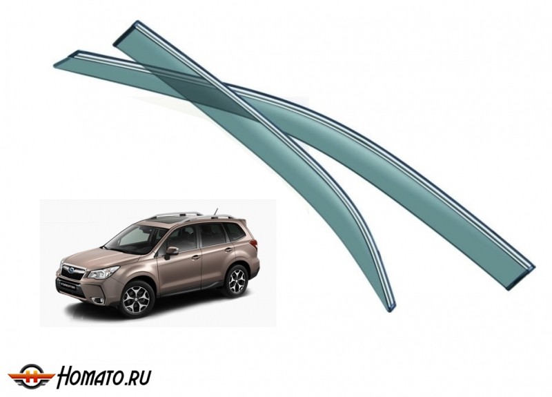 Дефлекторы окон Subaru Forester 2013+ : OEM Type c молдингом из нержавеющей стали