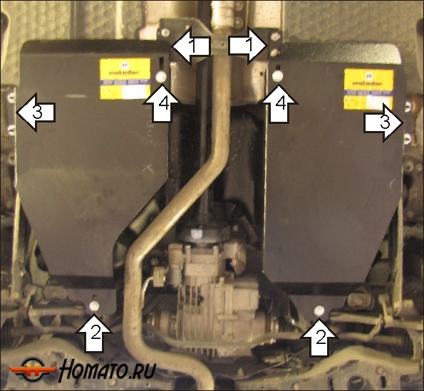 Защита картера Volkswagen Tiguan 2007-2011 | топливный бак, 3 мм, сталь | MOTODOR | 12706