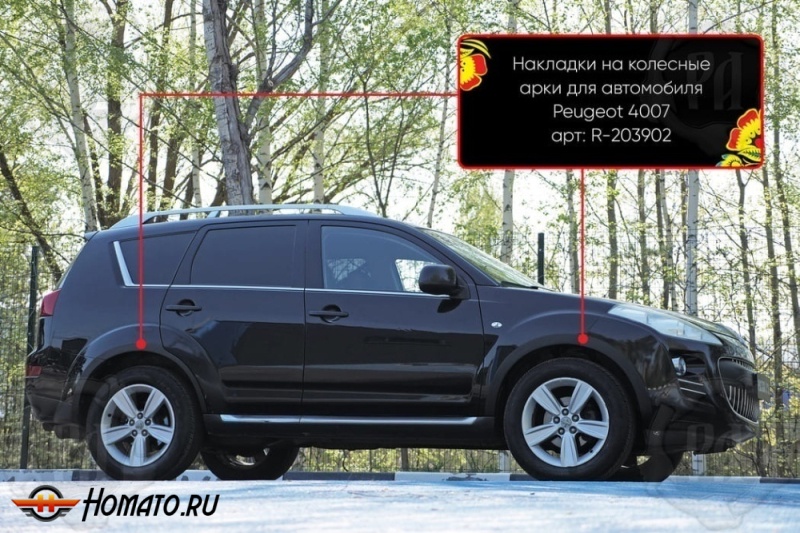 Накладки на колёсные арки Пежо 4007 | шагрень