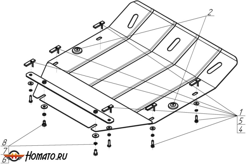 Защита картера Porsche Cayenne 2002-2007 | двигатель, 2 мм, сталь | MOTODOR | 02711