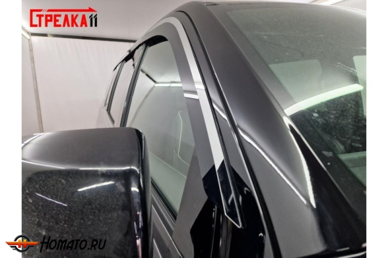 Дефлекторы Кадиллак Эскалейд 5 2020+/2024+ | с хром молдингом, из 6 частей, премиум, плоские, 2D