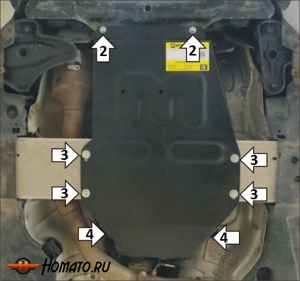 Защита картера Mercedes-benz M-class 2011-2015 | КПП + раздатка, 2 мм, сталь | MOTODOR | 71201
