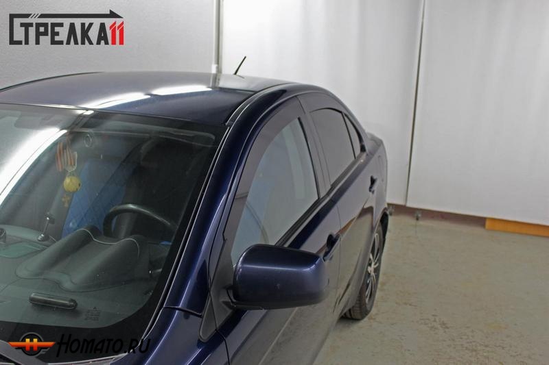 Дефлекторы Mitsubishi Lancer X 2007- | премиум, плоские, 2D