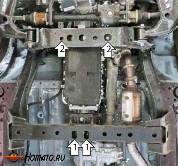 Защита картера Jac T9 2024- | КПП, 2 мм, сталь | MOTODOR | 78317