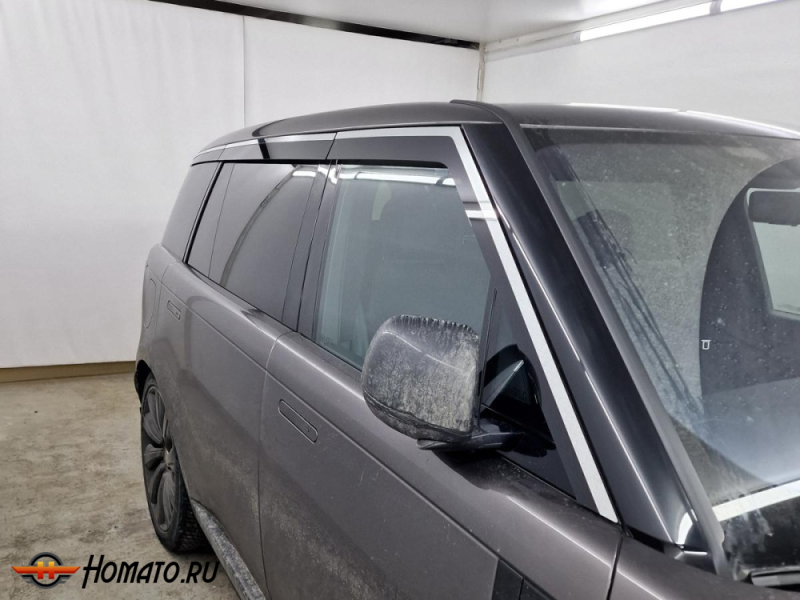 Дефлекторы Range Rover 5 2022+ (L460) LONG | с хром молдингом, из 6 частей, премиум, плоские, 2D