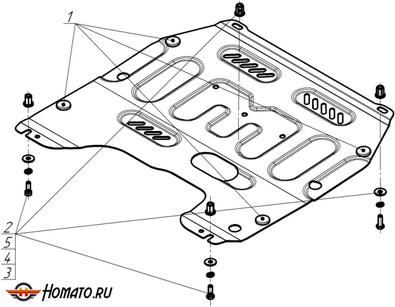 Защита картера Opel Astra J 2009-2015 | двигатель + КПП, 2 мм, сталь | MOTODOR | 73005