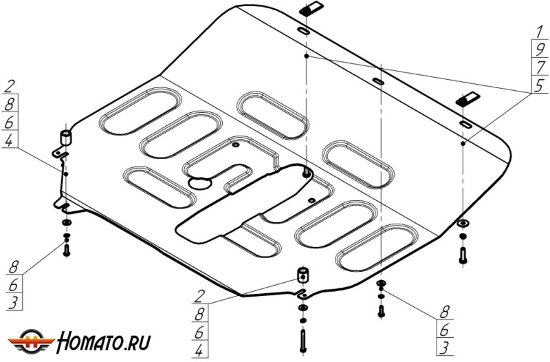 Защита картера DFSK ix5 2023- | двигатель + КПП, 2 мм, сталь | MOTODOR | 78609