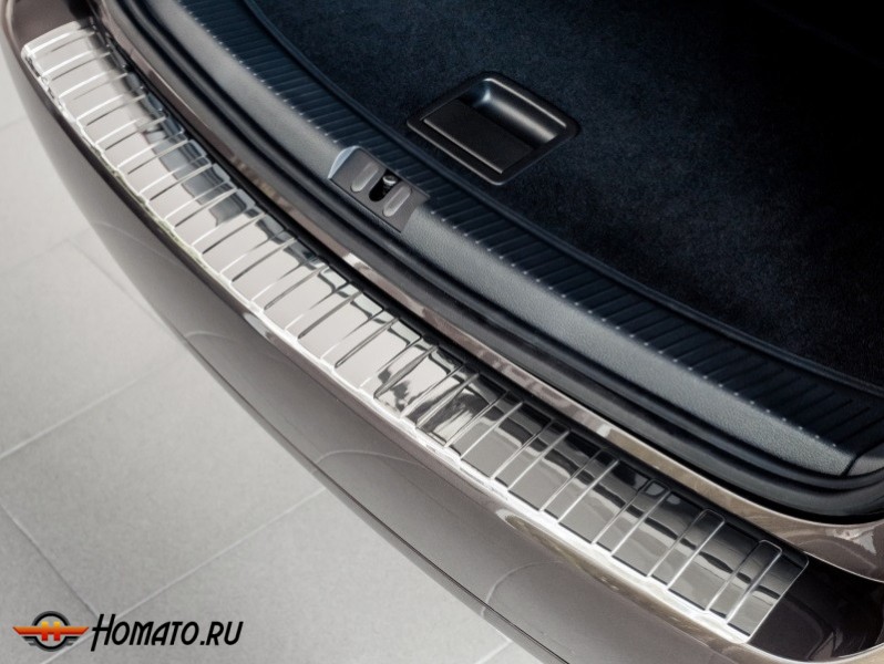 Накладка на задний бампер для Fiat Freemont 2011-2015 | глянцевая + матовая нержавейка, с загибом, серия Piano