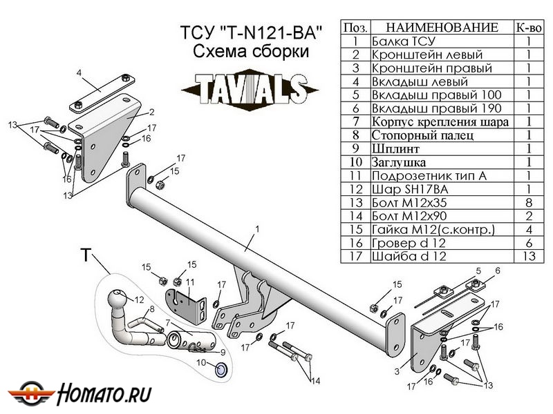 Фаркоп NISSAN QASHQAI J11 2014-2022 | шар BA - быстросъемный | Лидер Плюс | T-N121-BA