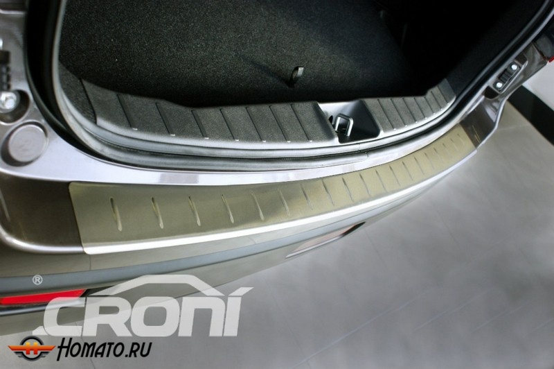 Накладка на задний бампер для Hyundai i40 (2012-2014) седан | матовая нержавейка, с загибом