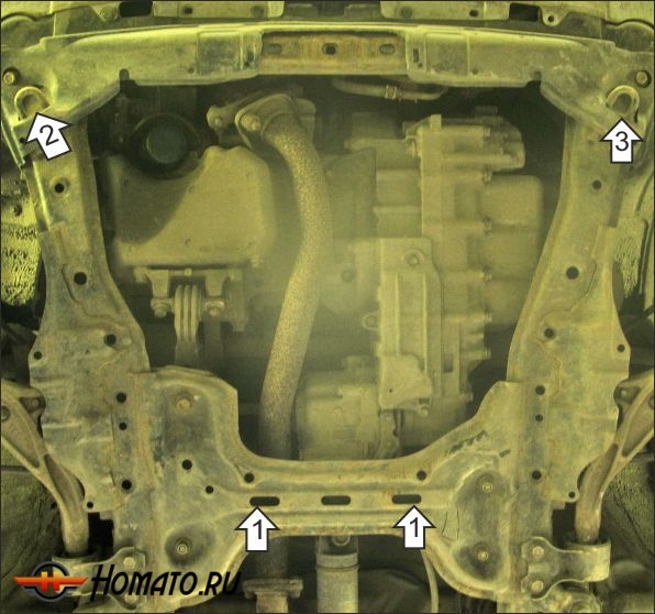 Защита картера Honda Crossroad 2007-2010 | двигатель + КПП, 2 мм, сталь | MOTODOR | 70812