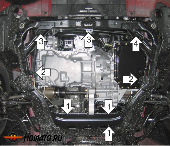 Защита картера Mazda 6 2002-2007 | двигатель + КПП, 2 мм, сталь | MOTODOR | 71104