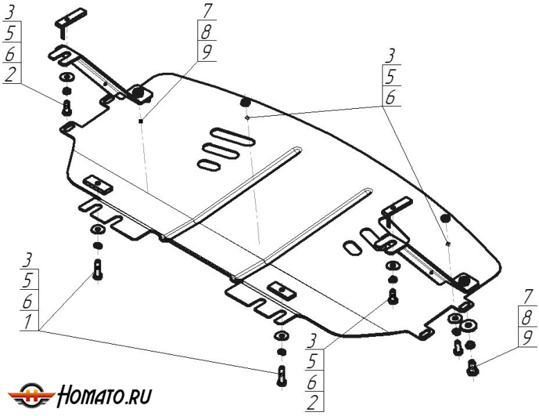 Защита картера BMW 3 (e90) 2005-2008 | радиатор, 2 мм, сталь | MOTODOR | 00226