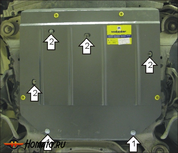 Защита картера Volvo S60 2000-2010 | двигатель + КПП, 2 мм, сталь | MOTODOR | 02611