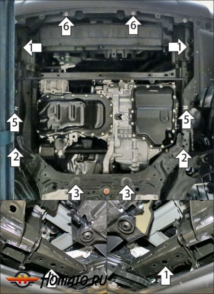 Защита картера Mazda CX-50 2022- | двигатель + КПП, 2 мм, сталь | MOTODOR | 71102